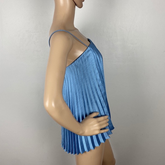 NEW VINCE BLUE PLEATED SATIN CAMISOLE TOP - Picture 4 of 7